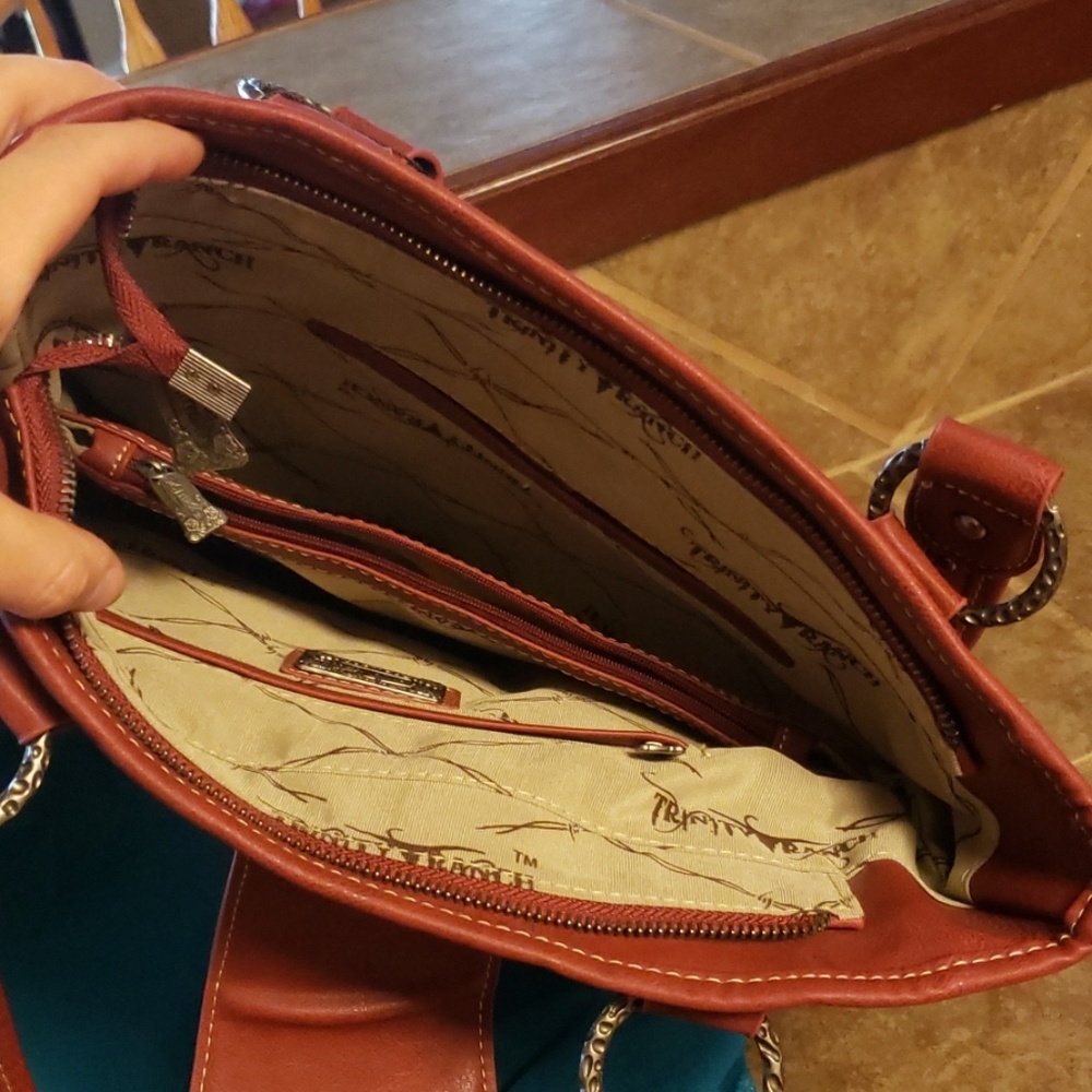 Trinity Ranch Authentic Red Leather Tote - Picture 3 of 6